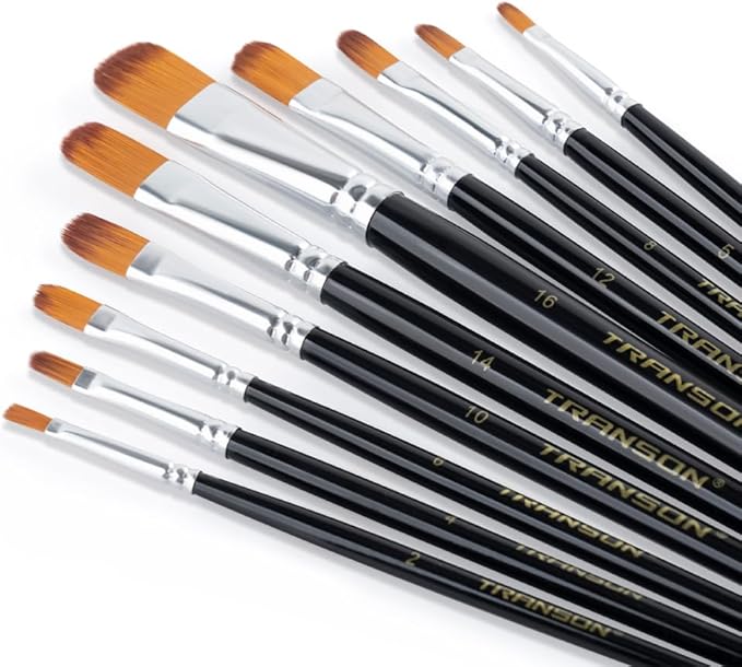 Transon Synthetic Filbert Paint Brush Set 10pcs - Image 6
