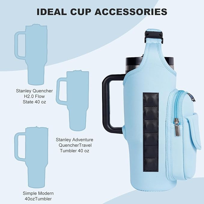 Magnetic Gym Bags for Men & Women – Magnetic Bag Water Bottle Sling Bag for Stanley Cups | Water Bottle Holder with Card Pockets, AirPod Case for Fitness, Hiking, Workouts (Blue)
