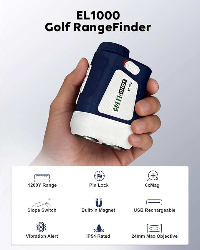 Golf Range Finder with Slope - 1200 Yards Range Finder Golf, 6X Magnification Golf Range Finder Magnetic with Flag Pole Locking Vibration, Rechargeable Golf Accessories for Men