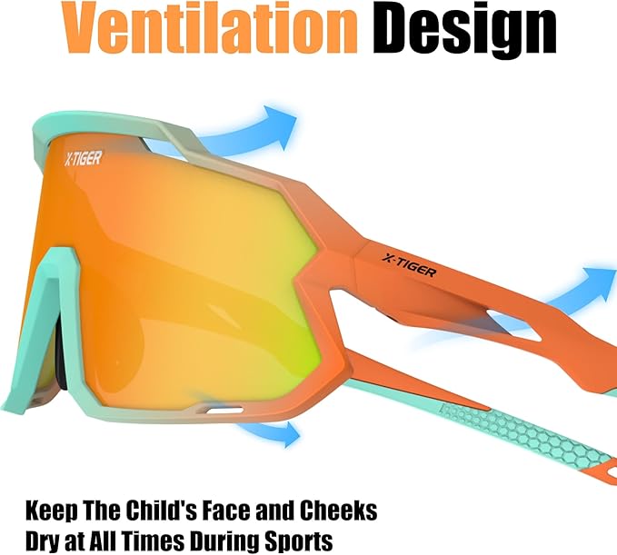 X-TIGER Kids Sunglasses Polarized Youth Baseball Sunglasses for 8-14 boys girls UV400 Sports Softball Cycling Glasses