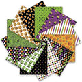 Whaline 12Pcs Halloween Cotton Fabric Bundles 10 x 10 Inch Spider Web Pumpkin Monster Fabric Squares Colorful Sewing Fabrics for DIY Craft Party Decor