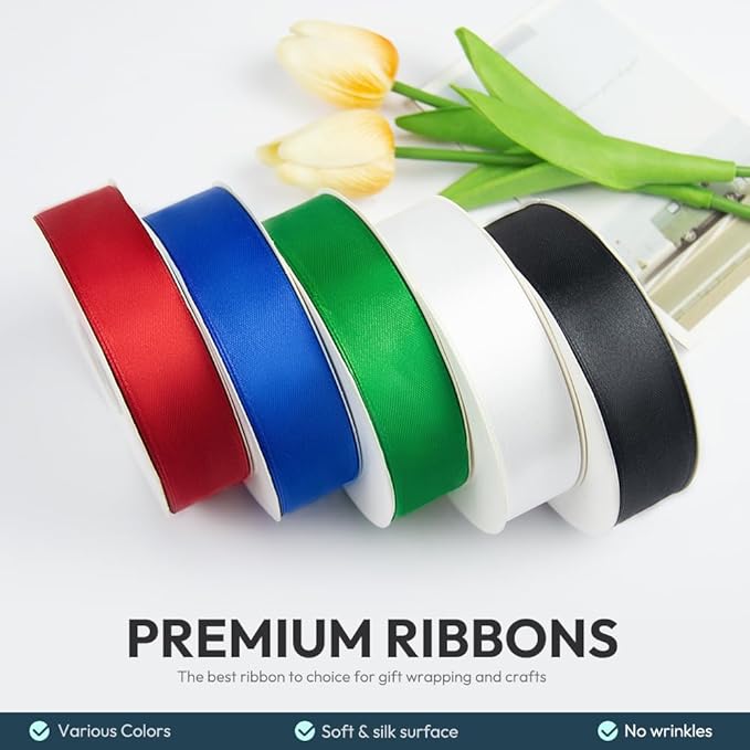 Kmer Life 1 in x 50 Yards Baby Blue Polyester Satin Ribbon - Image 4