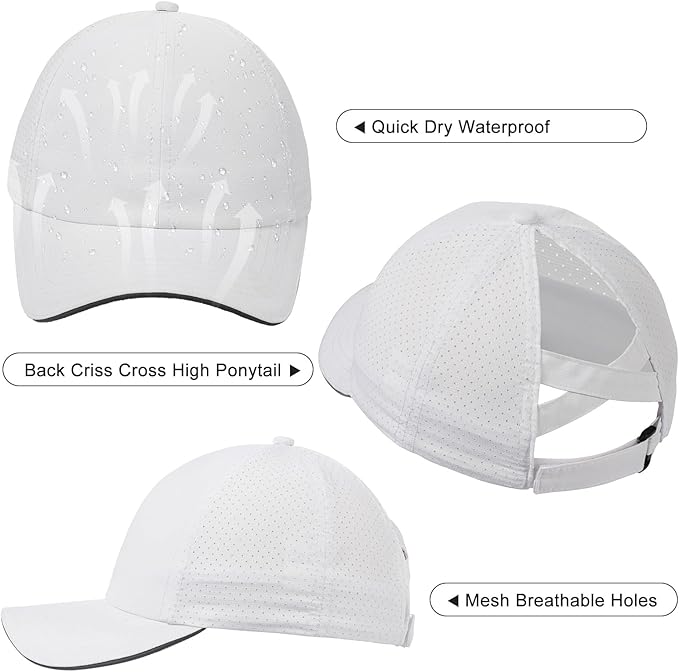 Little Girls Criss Cross Ponytail Hat Toddler Reflective Baseball Cap Kids Quick Dry Summer Sports Hats Age 3-8