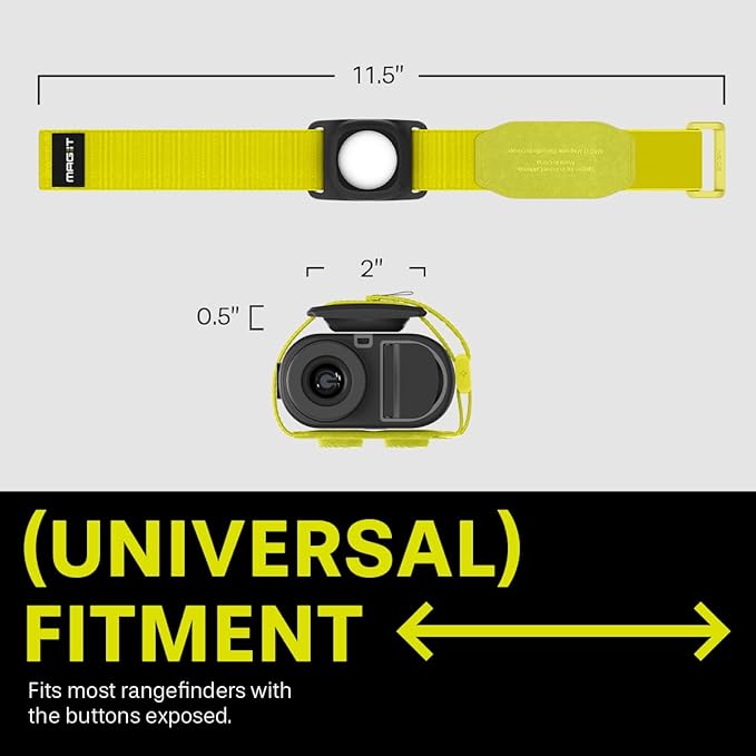 MAG-iT Magnetic Golf Range Finder Strap Designed for AirTag (1st & 2nd Gen) – GPS Tracker Holder Compatible with Find My App – Magnetic Mount for Golf Cart – Neon Yellow