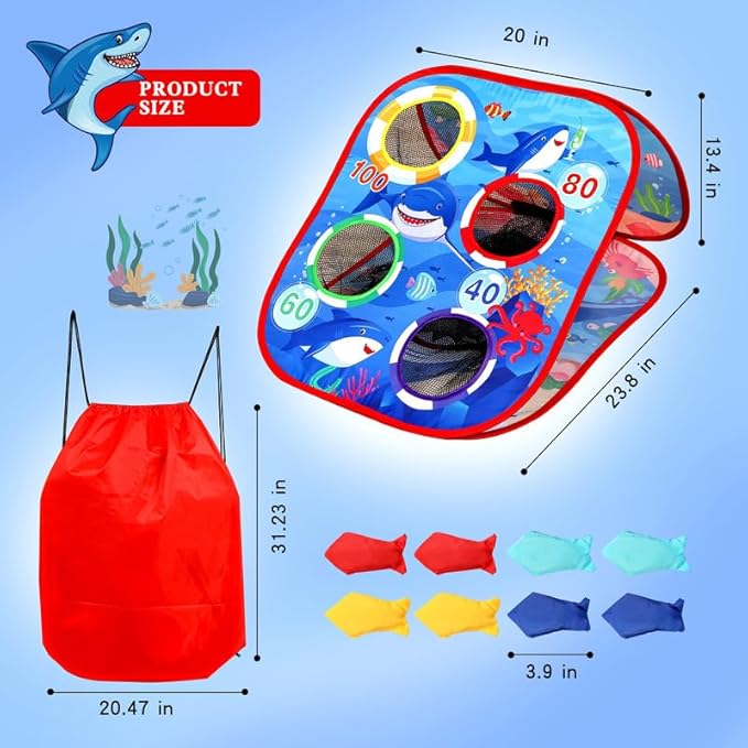 Bean Bag Toss Game for Kids/Double-Sided Foldable Cornhole Board/Backyard Beach - Image 3