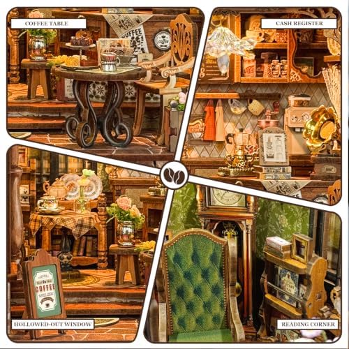 DIY Miniature House Kit for Adults Vintage Coffee Shop Dollhouse