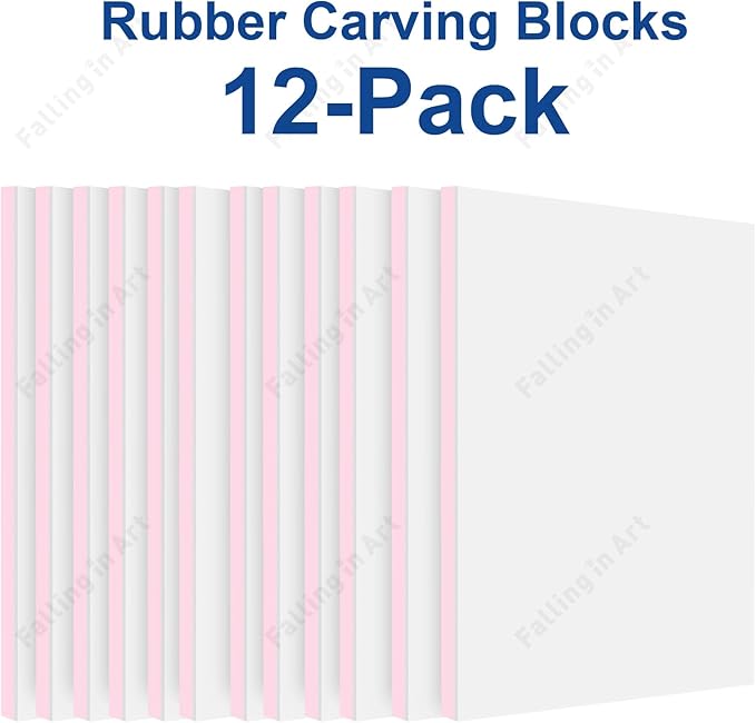 Falling in Art 12 Pack Rubber Carving Block, Soft Linoleum Block - Image 5