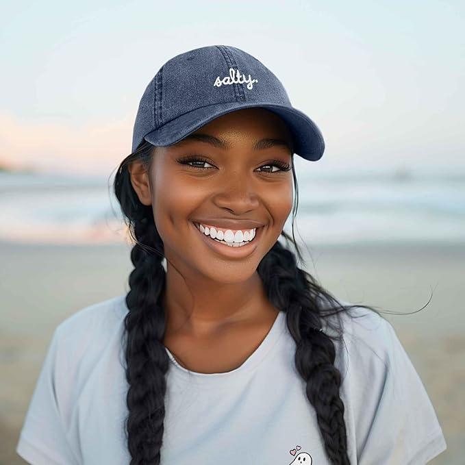 DALIX Salty Embroidered Cotton Beach Baseball Cap Adjustable Dad Hat Womens