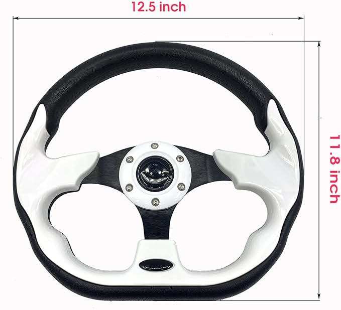 12.5 Inch White Golf Cart Steering Wheel for Golf Cart Club Car DS and Precedent EZGO RXV & TXT, Yamaha Golf Car Accessories
