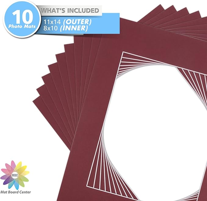 Mat Board Center, 11x14 for 8x10 Maroon Color Mats - Image 4