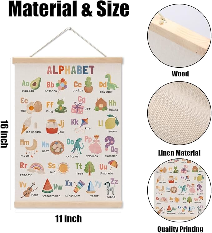 Alphabet Poster Hanger, Alphabet ABC Chart Nursery Decor Wall Decor, Toddler - Image 6