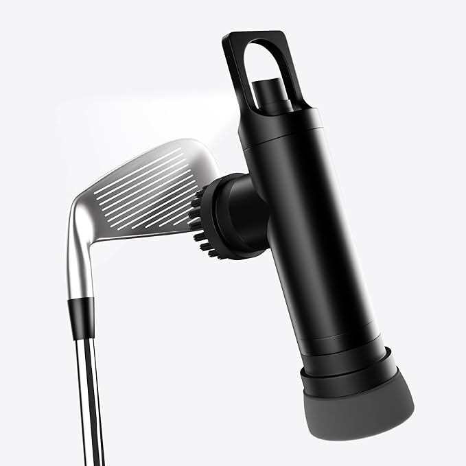 Golf Club Brush Cleaner with Water Spray Bottle and Sponge - Clean Golf Clubs Golf Balls Shoes All at Once - Heavy Duty - Golf Cleaning Device - Golf Accessories- USA Company (Matte Black)