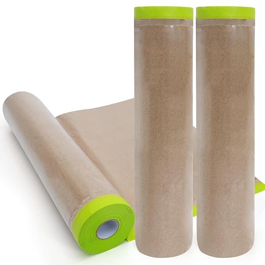ADHES Pre-Taped Masking Paper for Painting, 3 Rolls 24 Inch x 50 Feet Tape and by ADHESTAPEPERSUITOFPERFECTION
