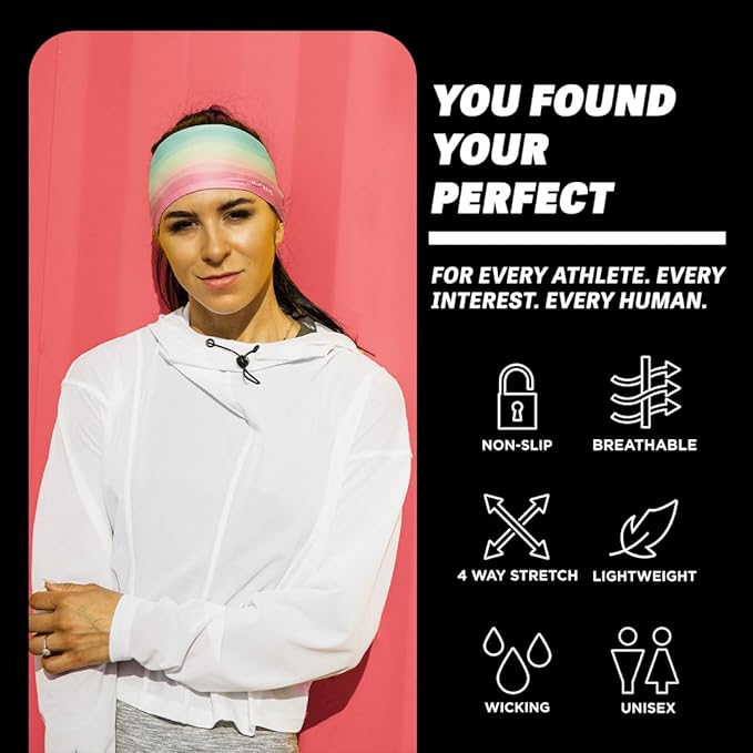 JUNK Brands Big Bang Lite Headband - Moisture-Wicking, Performance Fabric, Non-Slip, Sports Sweatband for Men & Women - One Size - Hot Blue Scoop