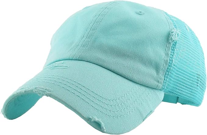 Classic Plain Ponytail Messy High Bun Headwear Adjustable Cotton Trucker Mesh Glitter Hat Baseball Cap