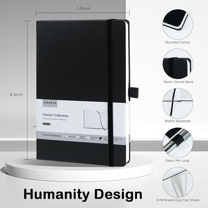 8 Pack Black Lined Journal Notebooks - Image 2