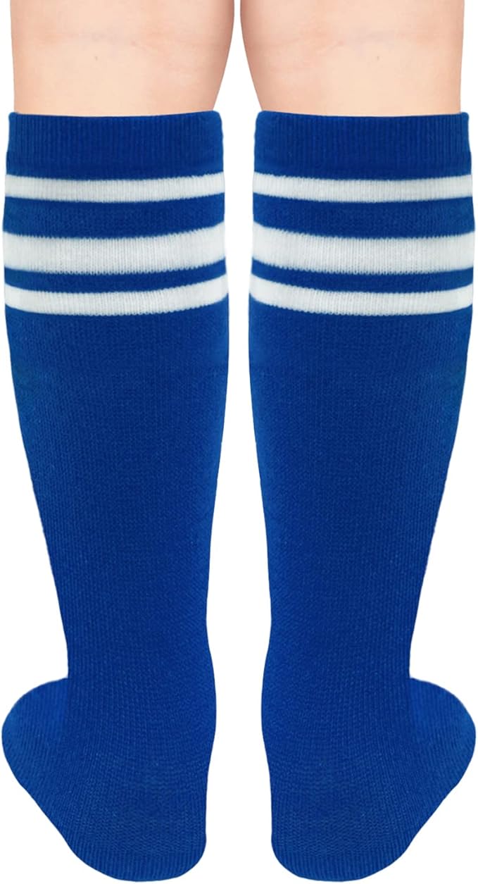 Sarfel Kids Soccer Socks Toddler Soccer Socks Girls Boys Soccer Socks Kids Tube Socks with Stripes Toddler Knee High Socks