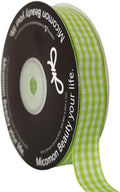 Apple Green Light Green Gingham Plaid Checked Ribbon 25 Yards Each Roll 100% by Micomon