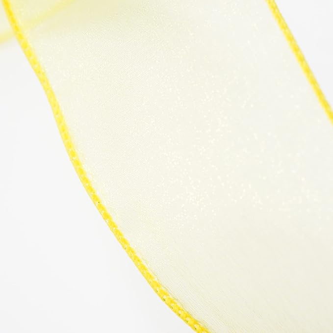 CT CRAFT LLC Sheer Organza Wired Ribbon 2.5" x 50Yards Yellow - Image 4