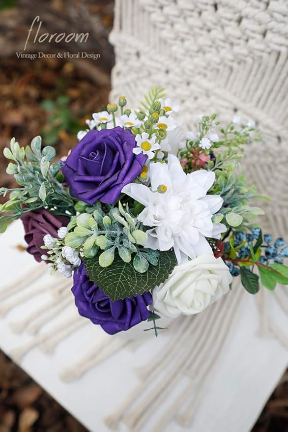 Floroom Artificial Flowers 50pcs Real Looking Dark Purple Foam Fake Roses - Image 5