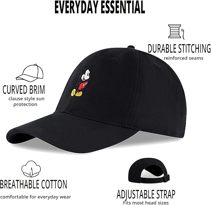 Disney Adult Baseball Cap, Mickey Mouse Adjustable Dad Hat