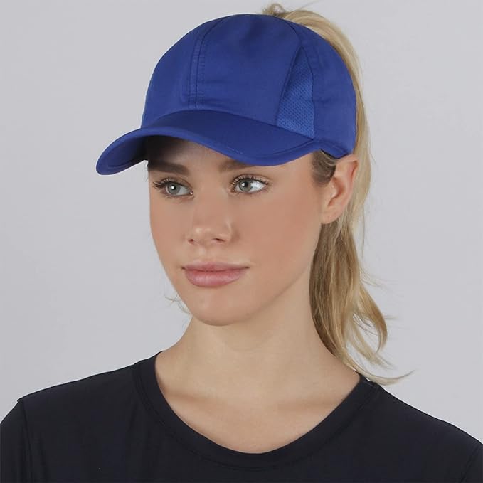 Ponyflo Women’s Ponytail Baseball Cap, Patented Active Feather-Light Hat with Open Back