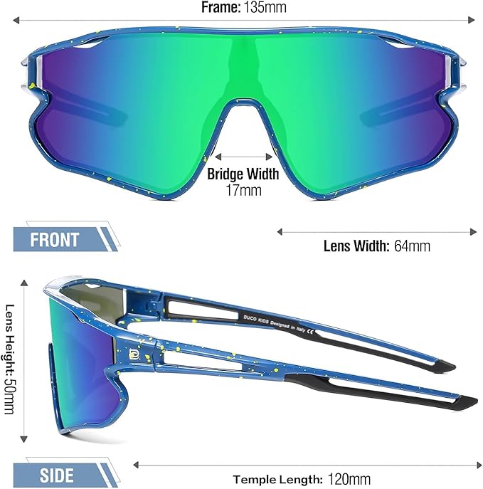 DUCO Kids Sunglasses Youth Baseball Sun Glasses Lightweight TR90 Frame UV400 Sports Cycling Shades for Boys Girls DK268