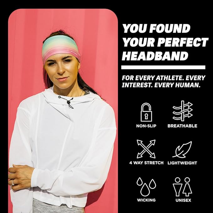 JUNK Brands Big Bang Lite Novelty Headband - Moisture-Wicking, Performance Fabric, Non-Slip, Sports Sweatband for Men & Women - One Size