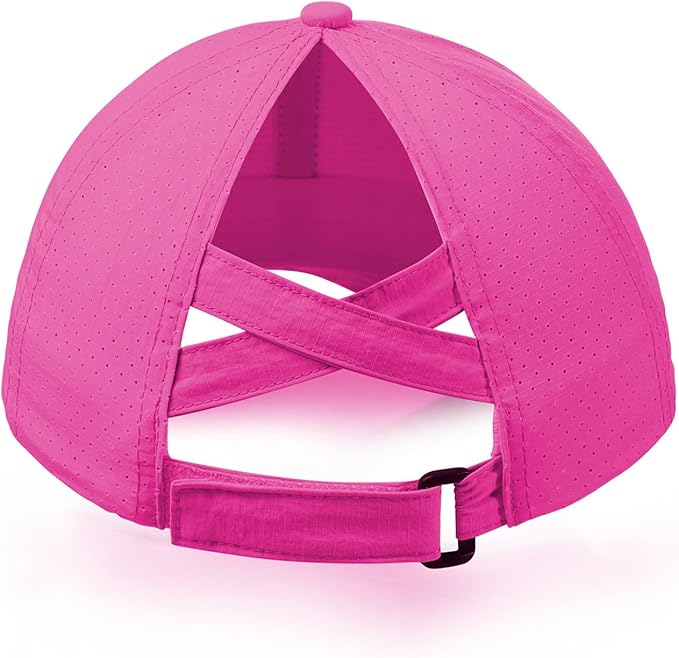 Little Girls Reflective Baseball Cap Criss Cross Ponytail Hat Kids Quick Dry Mesh Summer Sports Hat for Toddler Ages 3-8