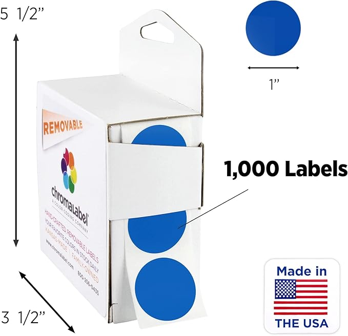 ChromaLabel 1 Inch Round Label Removable Color Code Dot Stickers, 1000 Labels - Image 3