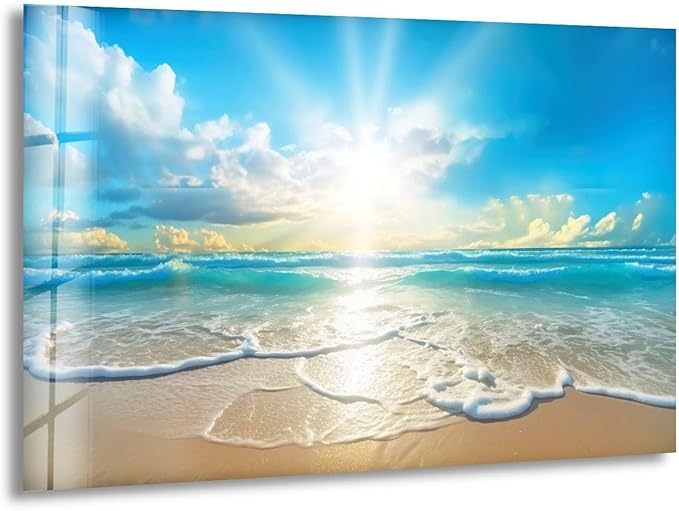 My Photostation.com 20Wx14H'' Beautiful Sunset & Ocean Glass Wall ArtTempered by MyPhotostation