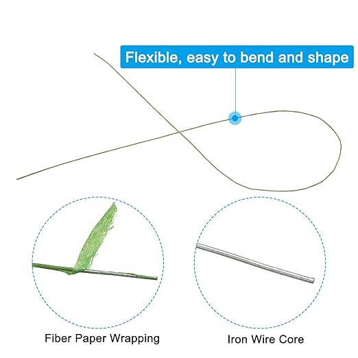 PATIKIL 30 Gauge 16" Floral Stem Wire, Light Green - Image 3