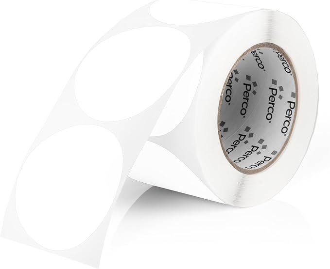 Perco White 3-Inch Round Circle Dot Sticker Labels by Perco