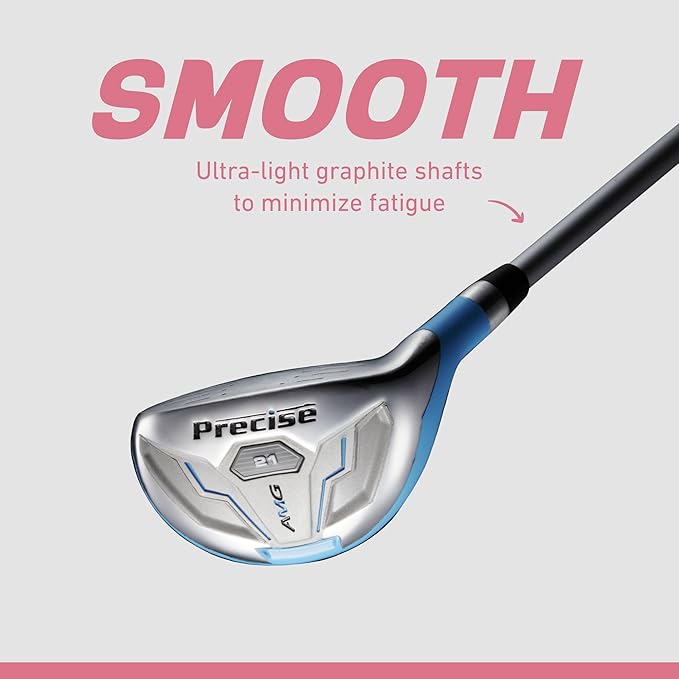 Precise AMG Women's Golf Clubs Full Set – Petite, Regular & Tall Sizes | Beginner & Intermediate | Right Handed | Driver, Fairway, Hybrid, Irons, Putter & Stand Bag