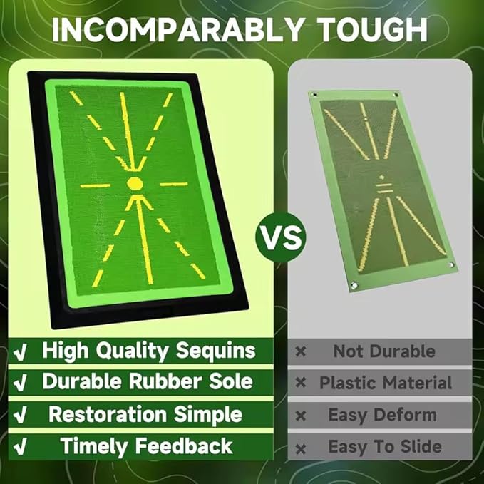 Golf Practice Mats, Golf Hitting Swing Path Mats Feedback with Non-Slip Rubber Backing, Swing Training Accessories