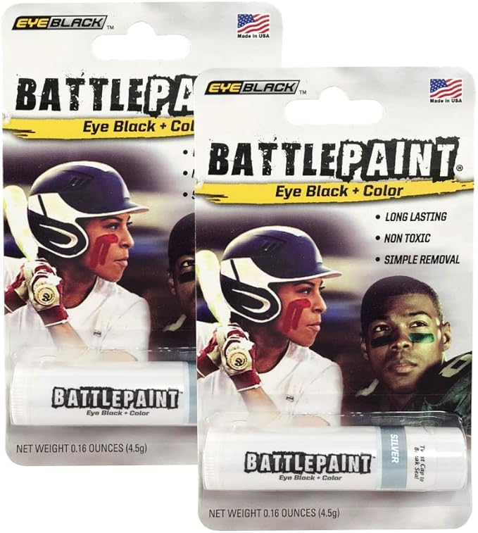 EyeBlack BattlePaint – Bright Colored Under Eye Black Grease for Pro Athletes and Super Fans – Baseball, Softball, Football – 2 Sticks