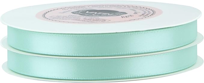 VATIN Double Face Aqua Satin Ribbon 3/8" Continuous 50 Yards, Gift Wrapping - Image 4