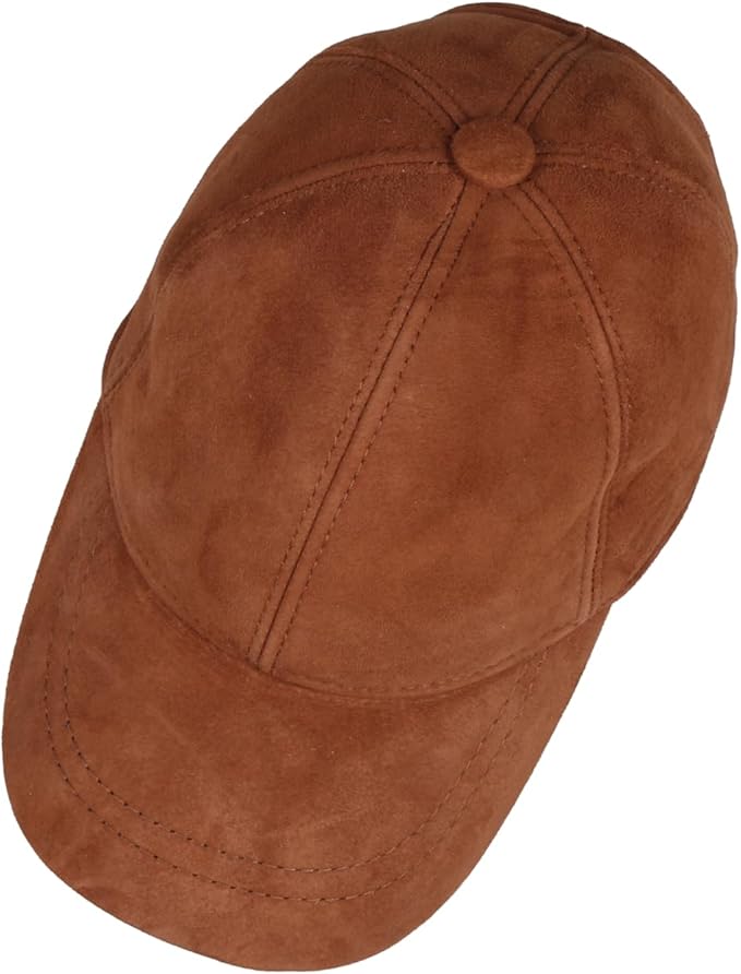 Suede Leather Baseball Cap – Unstructured 6 Panel Adjustable Strapback Hat for Men & Women