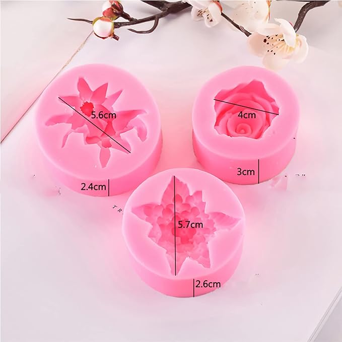 3 Pack Flower Mold Flower Silicone Wave Spiral Candle Mold - Image 2