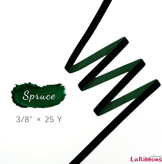 LaRibbons Thin Velvet Ribbon 3/8 Inch x 25 Yards, Dark Green Velvet Ribbon - Image 6