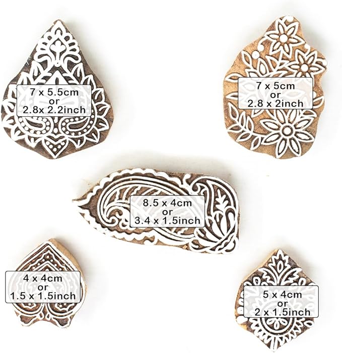 Hashcart Wooden Indian Traditional Design Printing Stamps/Blocks - Image 4