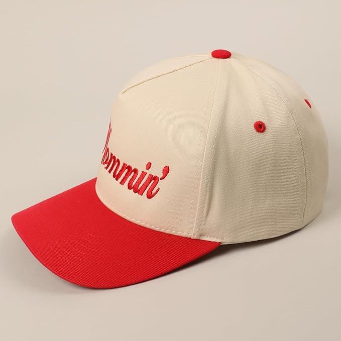 MIRMARU Two-Tone Vintage Canvas Trucker Hats for Men & Women, Adjustable Size Baseball Caps with Trendy Embroidered Design