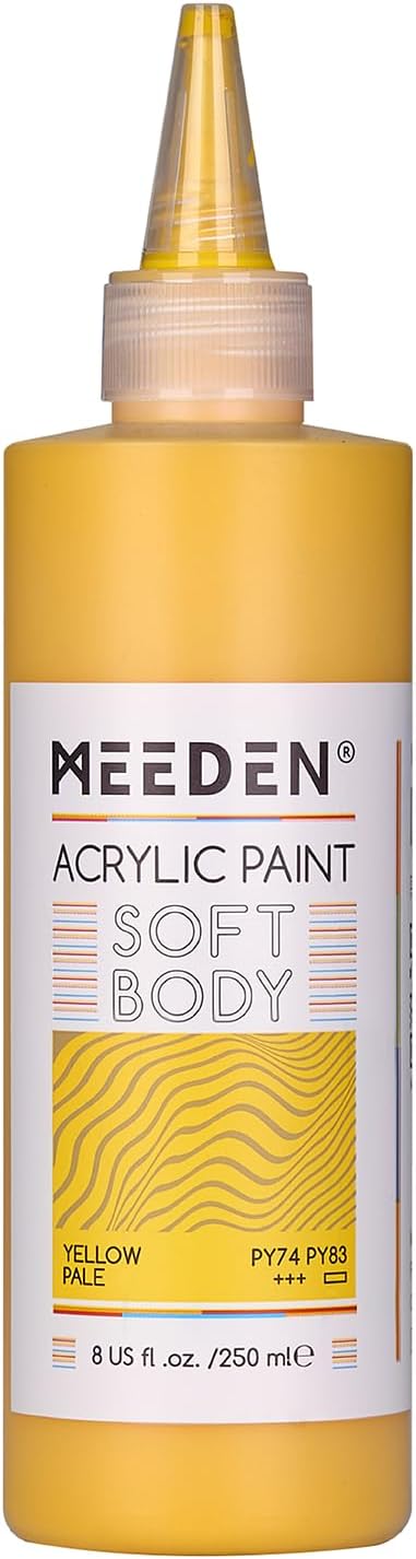 MEEDEN Soft Body Acrylic Paint: Yellow Pale Matte Finish - 250ml/8.45oz Bulk by MEEDEN