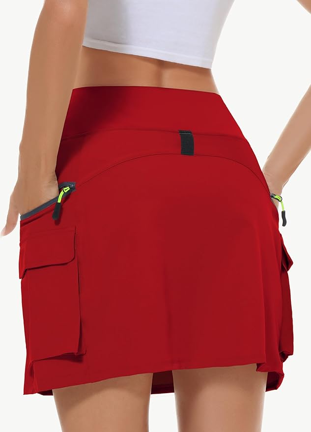 MIVEI Skorts for Woman - Hiking Cargo Skorts with Zipper Pockets, High Waisted Quick Dry Golf Workout, Dressy Casual
