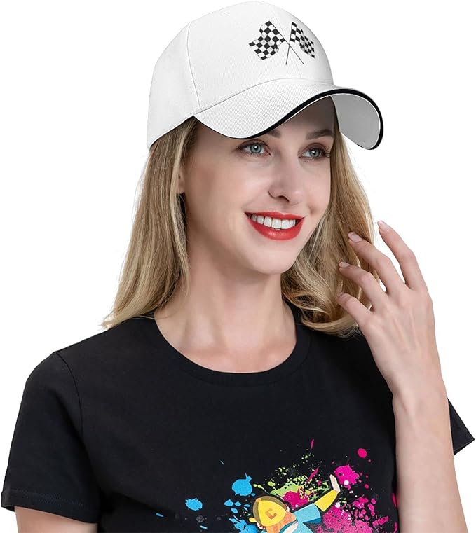 Waldeal Men's Baseball Caps Checkered Flags Race Car Flag Pole Adjustable Dad Hat