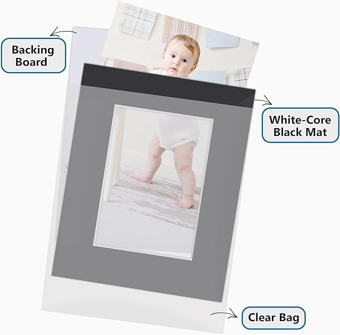 Somime 10 Pack Black Picture Frame 11x14 Mat Board, Whole Frame Mat Kit - Image 5