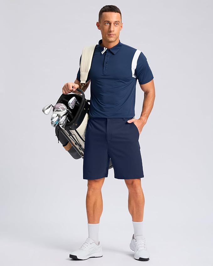 Pudolla Men's Casual Shorts 7"/9"/5" Lightweight Golf Shorts with 3 Pockets Stretch Quick Dry Comfy Work Shorts