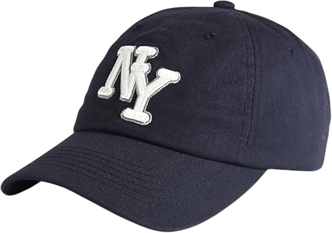 NY 3D Embroidered Cotton Dad Hat – New York Baseball Cap, Adjustable Metal Buckle Strap, Unstructured Low-Profile Style