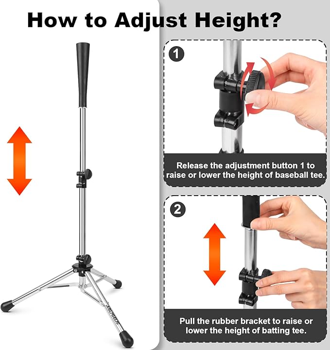 Baseball Tee Batting Tee Softball Tee Portable Travel Hitting Tee,Easy Adjustable Height,Stable Tripod Stand