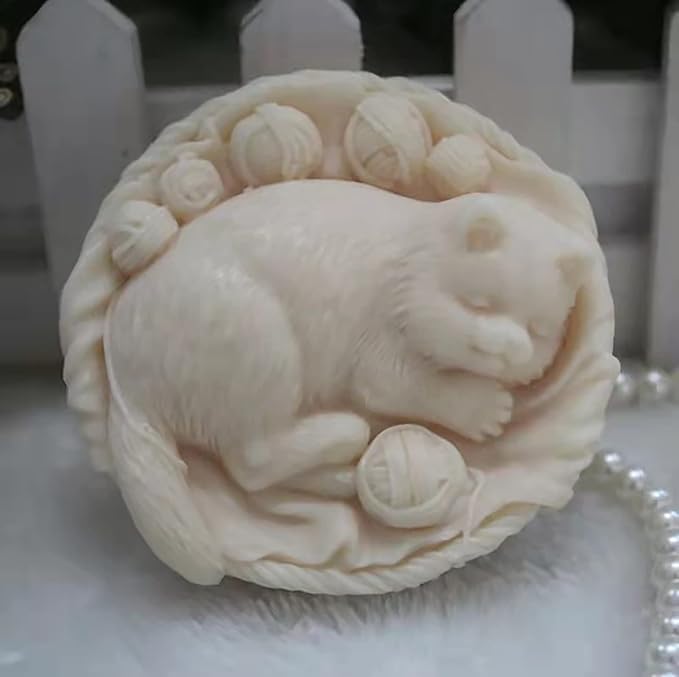 Cat in Bowl Silicone Wave Spiral Candle Mold - Image 4
